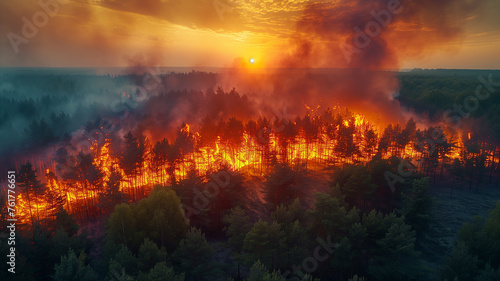 Inferno's grasp: forests consumed by flames, a grim reality of worldwide disaster.