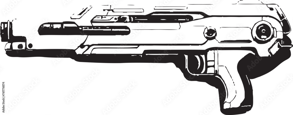 Ion Disruptor Vector Futuristic Gun Icon Pulse Rifle Black Logo Emblem