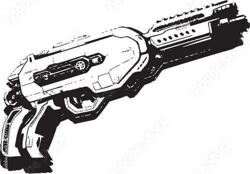Nano Cannon Futuristic Gun Emblematic Design Photon Phaser Black Logo Vector