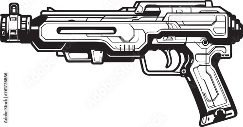 Electropulse Gun Black Logo Vector Design Railgun Fury Vector Futuristic Emblem photo