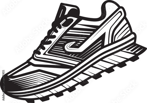 Infinity Pace Vector Futuristic Footwear Symbol Nova Stride Futuristic Running Shoe Icon