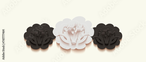 Muslim holiday Eid al-Adha,the sacrifice a ram or white and black sheep,graphic design decoration kurban bayrami,month of a lamb,vector illustration