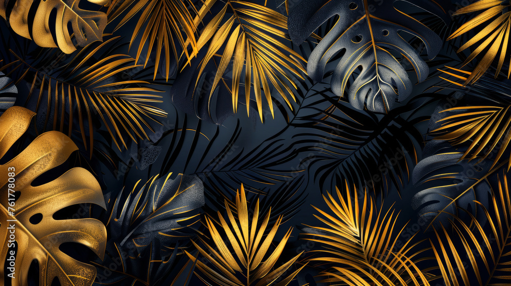 Textures of abstract gold and black leaves for tropical leaf background Textures of abstract gold and black leaves for tropical leaf background