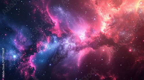 Starry Night Dreamscape: A Captivating Abstract Background with Pink and Purple Clouds, Stardust, and Blinking Stars for Presentations, Marketing, and Websites. photo
