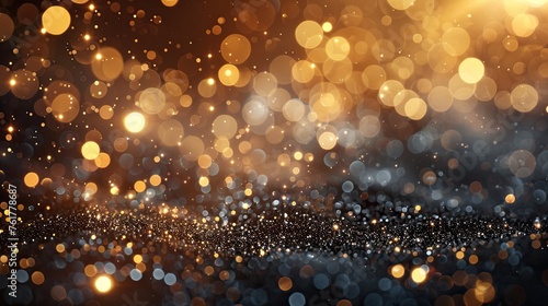 Glittering Festive Bokeh: A Shimmering Silver and Gold Abstract Background for Celebrations, Victories, and Magic Parties © hisilly