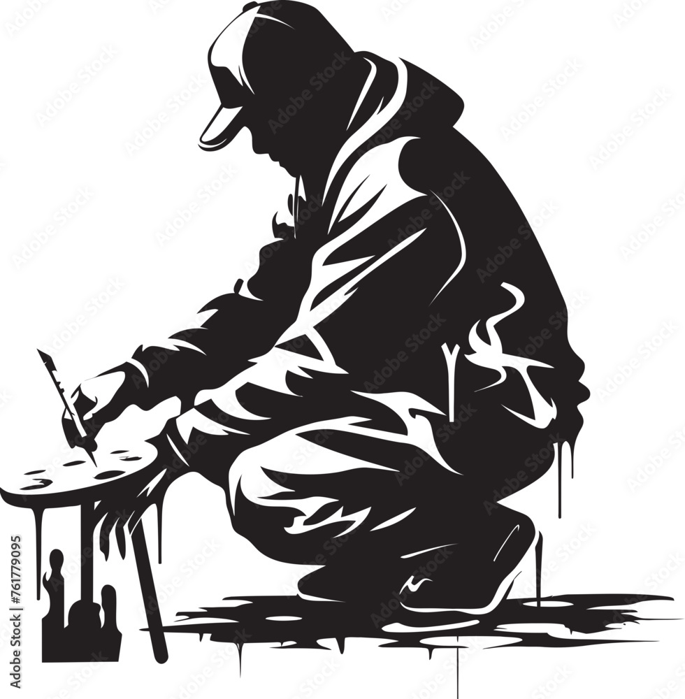 Fototapeta premium SprayMaster Icon Black Logo Design TagTalent Symbol Vector Graffiti Logo