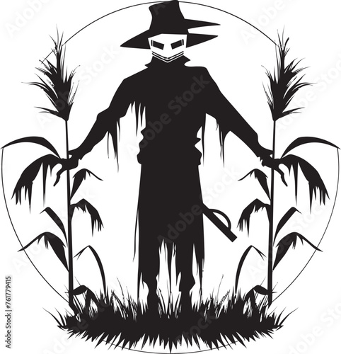 NightmarishHarvest Black Logo Scarecrow Icon EerieCrows Halloween Vector Emblem