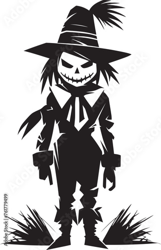 GrimGather Black Logo Scarecrow Symbol TerrorTiller Halloween Vector Icon