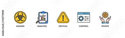 HACCP banner web icon vector illustration concept for hazard analysis and critical control points acronym in food safety management system	