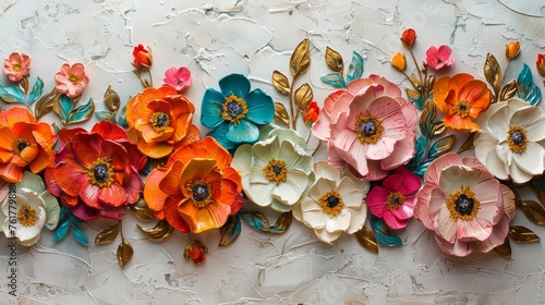 Painting of Flowers on a White Background