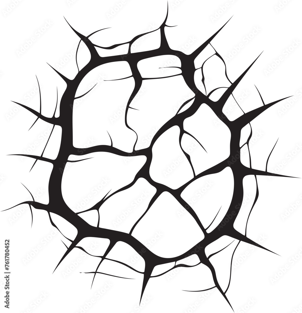 Obraz premium Broken Sketchlines Black Logo Design Icon Handcrafted Shatter Vector Cracked Lines Emblem