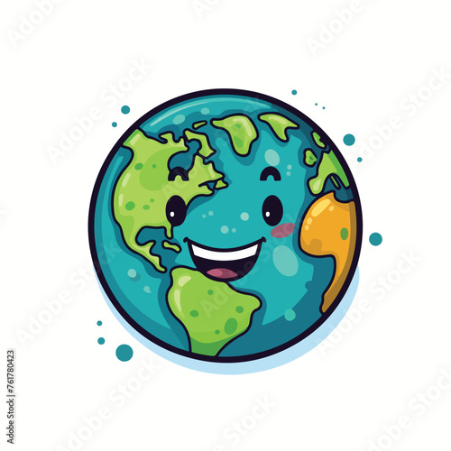 Earth planet with smile emoji illustration