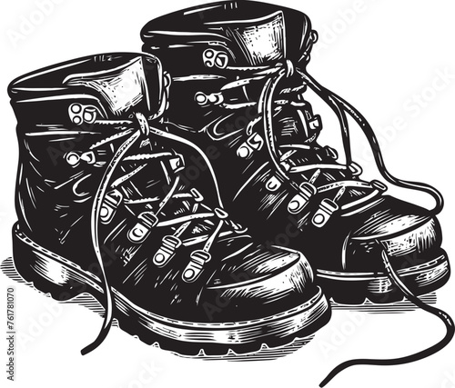 ExpeditionScout Vector Emblem for Hiking Boots TrekTracker Hand Drawn Emblem for Hiking Boots