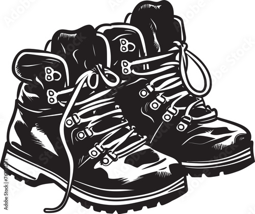 OutdoorWanderer Emblem Icon for Hiking Boots NatureExplorer Hand Drawn Logo for Hiking Boots