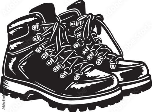 TrailBlazers Vector Black Logo Design HikeHaven Boots Icon Emblem