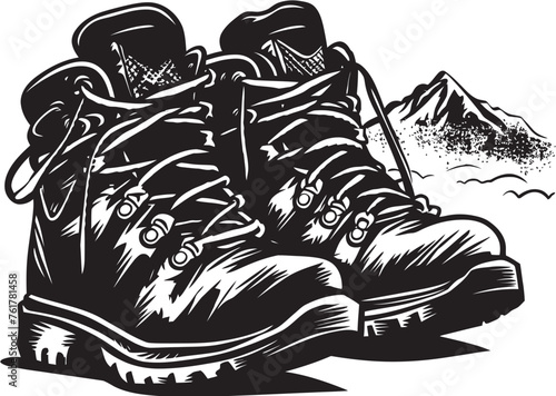 SummitEssence Hand Drawn Logo Icon for Hiking Boots NatureGrit Black Logo Design for Hiking Boots