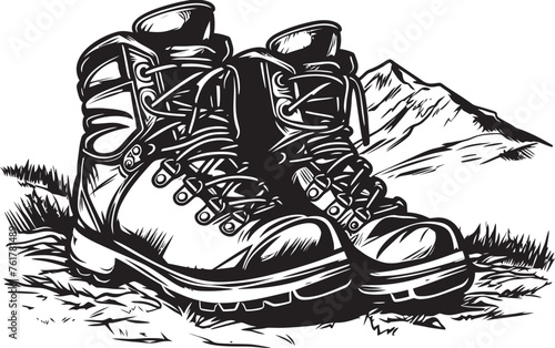 TrailBlazers Hiking Boots Emblem WildernessWalk Vector Black Logo