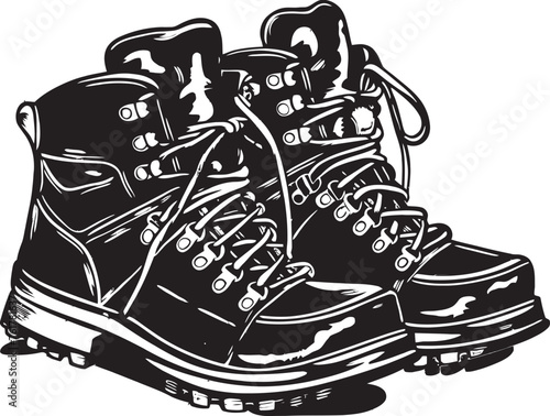 AdventureAfoot Boots Emblem Design TrekTech Hiking Boots Vector Logo