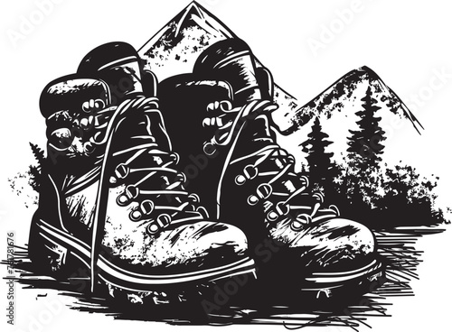 TrailBlazers Black Logo Design Icon HikeHaven Boots Emblem Symbol