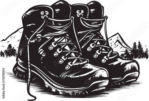 MountainMasters Boots Design Symbol NatureNavigators Vector Black Logo Icon