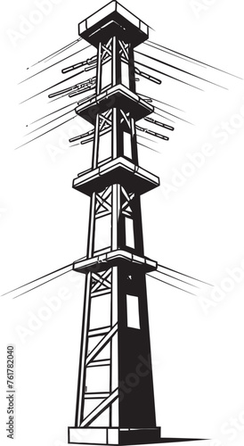 SurgeSentinel Vector Black Logo Design for Electric Infrastructure Protection PowerProtector Emblem for High Voltage Pole Security