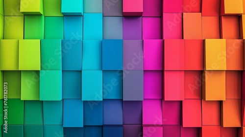 Vibrant Gradient Cubes Wall - A Colorful Transition from Warm to Cool Tones © Arslan