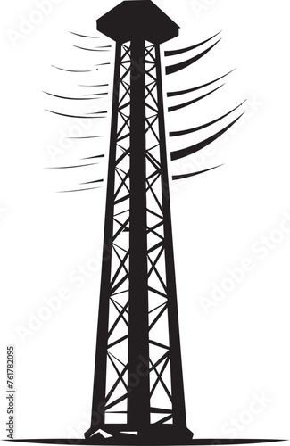 WattWatch Emblem for Electric Power Structure Surveillance VoltageVanguard Hand Drawn Symbol for High Voltage Pole Security