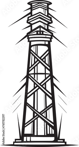 ElectraPillar Iconic Emblem for Electric Infrastructure AmpereTower Hand Drawn Symbol for High Voltage Pole