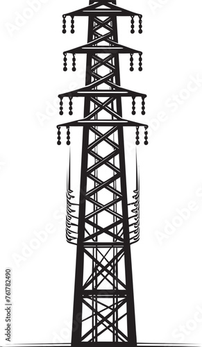 AmpereMast Vector Black Logo Design for High Voltage Electric Pole EnergySpike Iconic Emblem for Electric Infrastructure © BABBAN