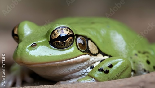 A Frog With Its Eyes Half Closed Dozing Lazily