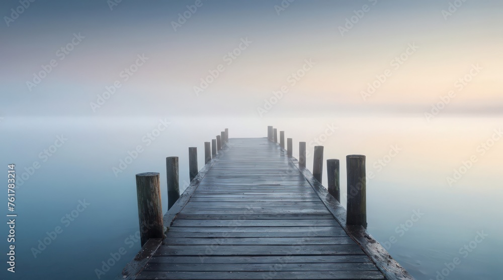 bridge in a lake and fog