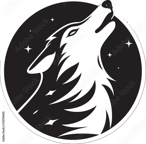 NightSong Hand Drawn Symbol for Wolf and Moon Icon ShadowHowl Vector Logo Design for Nocturnal Wolf photo