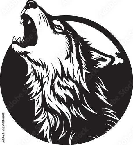 MoonlitWail Hand Drawn Symbol for Moonlit Lupine NightCry Vector Logo Design for Howling Wolf Icon