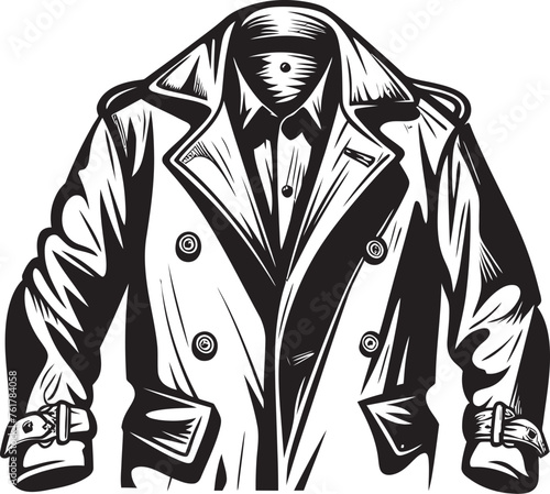StreetSmart Vector Logo Design for Urban Coat NoirThread Black Emblem of Trendy Jacket photo