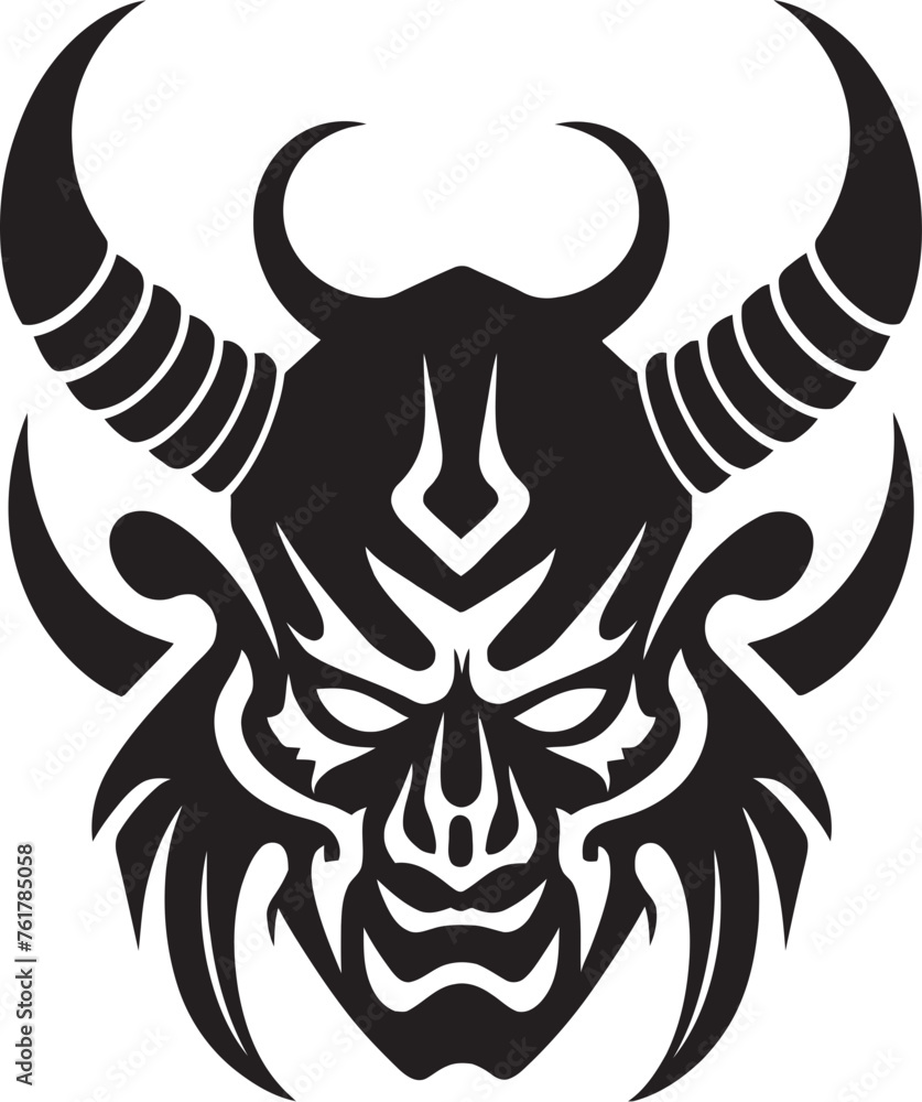 KabukiKaijin Black Emblem of Japanese Malevolence DemonDuality Hand Drawn Symbol for Masked Spirit KabukiKaijin Black Emblem of Japanese Malevolence DemonDuality Hand Drawn Symbol for Masked Spirit