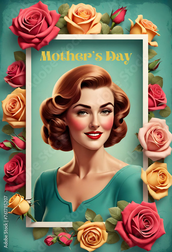 collage of woman with roses mother's day