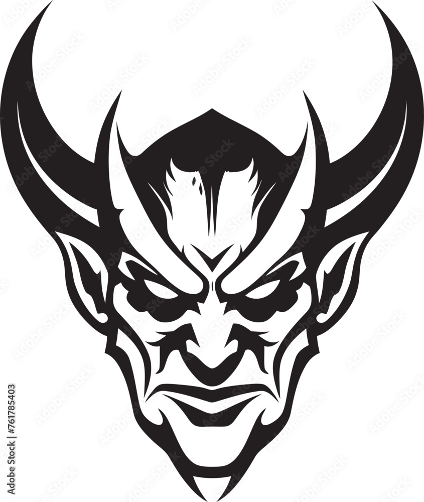 DemonDuality Vector Logo Design for Ghostly Mask KabukiKokoro Black Emblem of Sinister Spirit DemonDuality Vector Logo Design for Ghostly Mask KabukiKokoro Black Emblem of Sinister Spirit