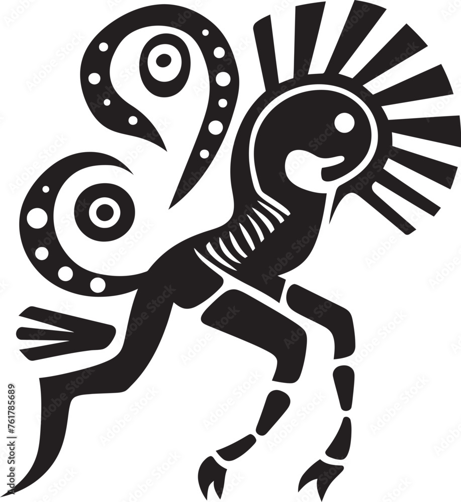 Fototapeta premium Tribal Legends Hand Drawn Kokopelli Symbol in Black Vector Kokopellis Call Black Logo Design of Tribal Art Icon