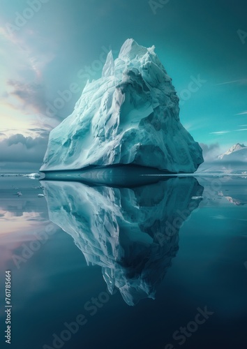 Crystal Behemoth - Imposing iceberg reflected on mirror-like waters