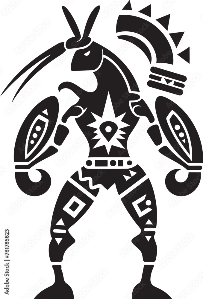 Fototapeta premium Tribal Serenity Black Logo Design of Kokopelli Icon Kokopellis Anthem Vector Emblem of Kokopelli in Black