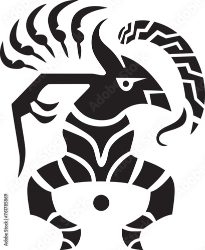 Desert Ditties Hand Drawn Kokopelli Symbol in Black Vector Kokopellis Legacy Black Logo Design of Tribal Art Icon photo