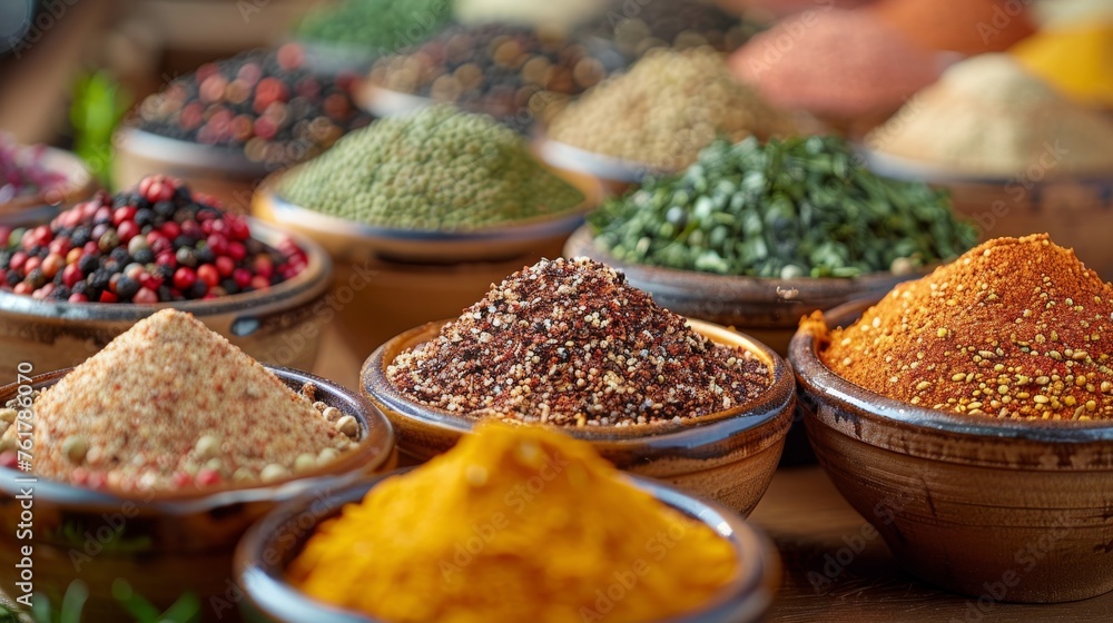 Many Bowls Filled With Different Types of Spices