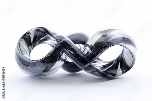 dark silver infinity rings statue isolated on white background 