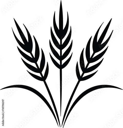 Wheat wreath and grain spikes icon. Bunche of wheat or rye ear with whole grain. Vector illustration