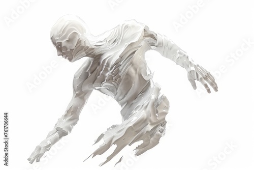 paper statue of a person isolated on white background 