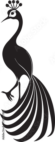Magnificent Feathered Reverie Black Logo Design of Magnificent Peacock Icon Lustrous Plumage Beautiful Peacock Emblem in Vector Black