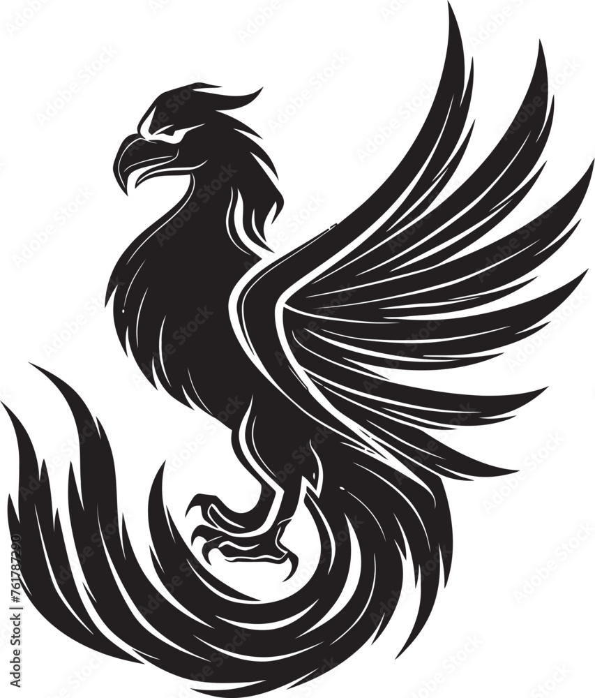 Phoenix Dominion Logo Design of Legendary Bird in Black Vector Resplendent Phoenix Vector Icon of Mythical Phoenix in Black Phoenix Dominion Logo Design of Legendary Bird in Black Vector Resplendent Phoenix Vector Icon of Mythical Phoenix in Black