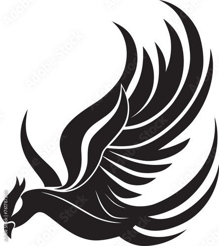 Phoenix Glory Black Logo Design of Mythical Bird Icon Immortal Sentinel Vector Icon of Legendary Phoenix in Black