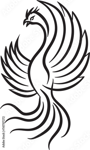 Eternal Beacon Logo Design of Legendary Phoenix in Black Vector Phoenix Reign Vector Icon of Mythical Bird in Black