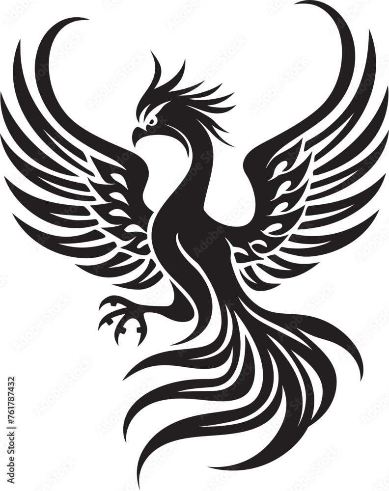 Celestial Blaze Hand Drawn Phoenix Symbol in Black Vector Phoenix Ascendancy Logo Design of Legendary Bird in Black Vector Celestial Blaze Hand Drawn Phoenix Symbol in Black Vector Phoenix Ascendancy Logo Design of Legendary Bird in Black Vector